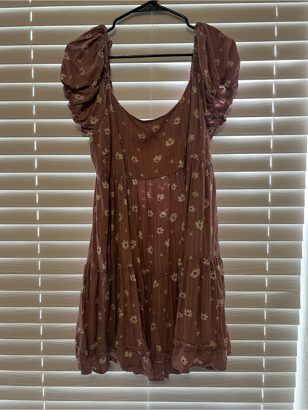 Torrid Lovesick Mauve Floral Tiered Mini Dress with Puff Sleeves
